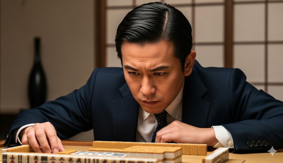 ABEMAプレミアムで広告なしの高画質で麻雀対局に集中する男性